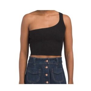 House of Harlow 1960 Black One Shoulder Crop Tank Size M‎